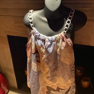 Silver chain slightly used multi color top xl